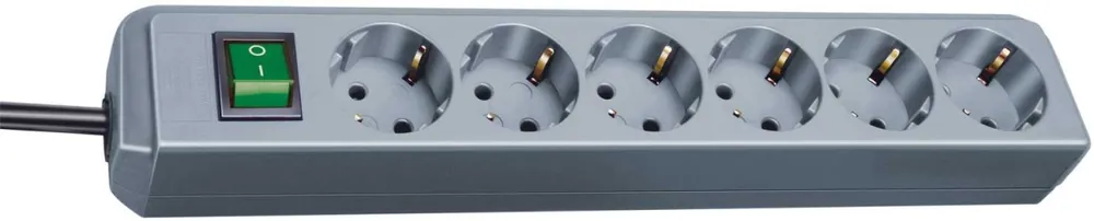 Brennenstuhl 1159540015 Prise multiple Eco-Line avec interrupteur 6 voies gris argenté 1,5 m H05VV-F 3G1,5