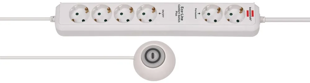 Brennenstuhl 1159560216 Eco-Line prise multiple Comfort Switch Plus EL CSP 24 6 voies blanc 1.5m H05VV-F 3G1.5 2 permanentes, 4 commutables interrupteur à pédale externe