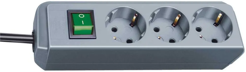 Brennenstuhl 1152340015 Eco-Line multiprises avec interrupteur 3 groupes gris argenté 1,5 m H05VV-F 3G1,5
