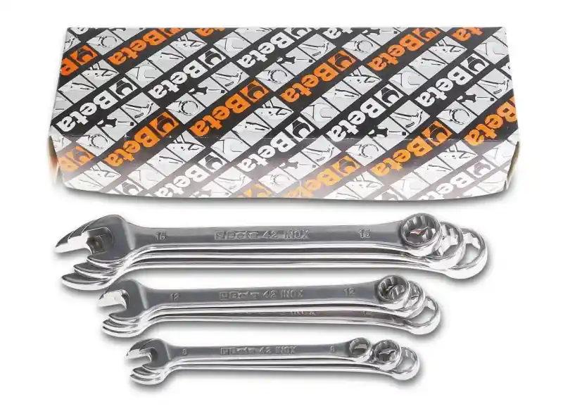 Beta 000420391 42INOX/S11 Jeu de 11 pièces de clés à anneaux en acier inoxydable