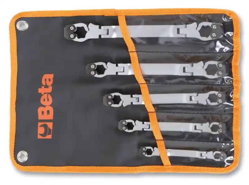Beta 001870050 187/B5 Jeu de 5 pièces de clés à anneaux d‘ouverture à douze côtés dans un coffret. Idéal pour les travaux de tuyauterie