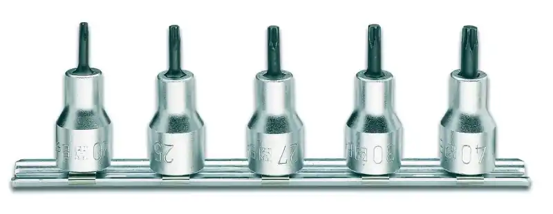 Beta 009200378 920RTX/SB5 Jeu de clés à douille de 5 pièces pour vis Torx® inviolables (art. 920RTX) avec support