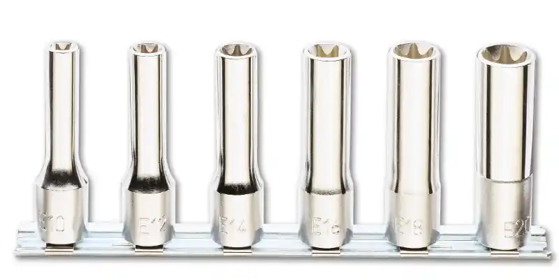 Beta 009200409 920FTX-LSB6 Jeu de 6 pièces de clés à douille pour vis Torx®, version longue (art. 920FTX/L) sur support