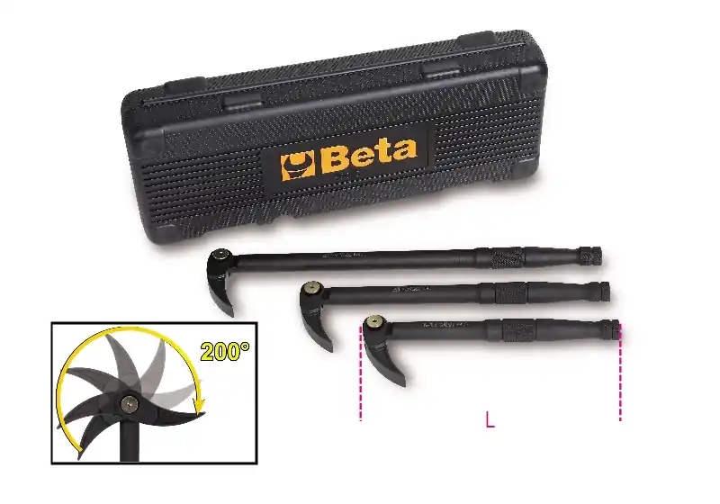 Beta 009660103 966/C3 Jeu de 3 pièces de levier, avec tête plate incurvée inclinable