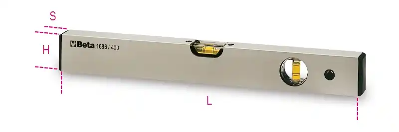 Beta 016960004 1696 400 Niveaux à bulle en aluminium profilé anodisé, fioles incassables précision 1mm/m