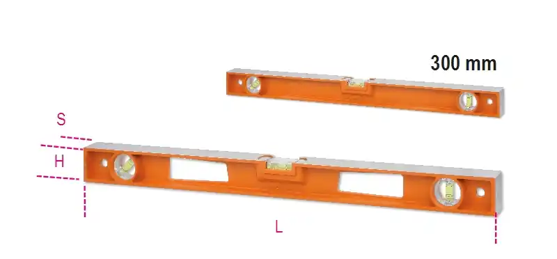 Beta 016960353 1696D 300 Niveaux à bulle en aluminium moulé sous pression avec poignées, 4 bases rectifiées et 3 fioles incassables, précision 1 mm/m