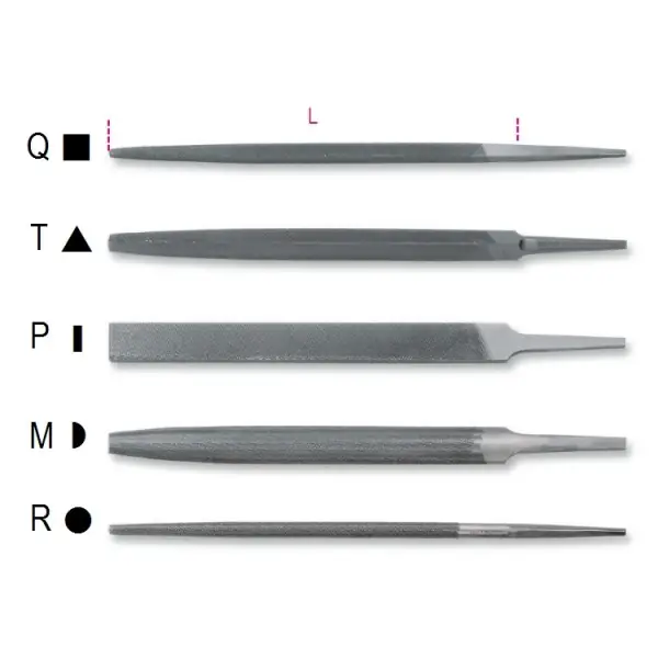 Beta 017180043 1718A10/T Lime triangulaire demi-douce, sans manche 250 mm