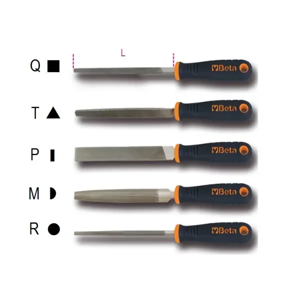 Beta 017190193 1719BMD6/T Lime bâtarde, triangulaire avec manche 150 mm