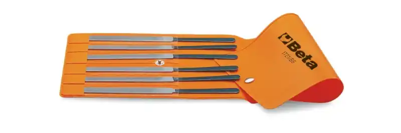 Beta 017210010 1721/B6 Jeu de 6 pièces de limes pour points de contact dans un étui en plastique