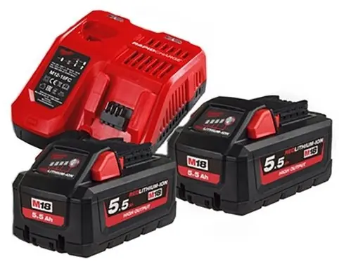Milwaukee Accessoires 4933464713 M18 HNRG-552 - M18 HB5 DUO Pack 18V 5.5Ah High Output + Charger M12-18FC