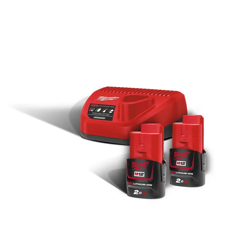 Milwaukee Accessoires 4933459209 M12™ NRG-202 Pack 2 x batterie 12V 2.0Ah + chargeur C12C