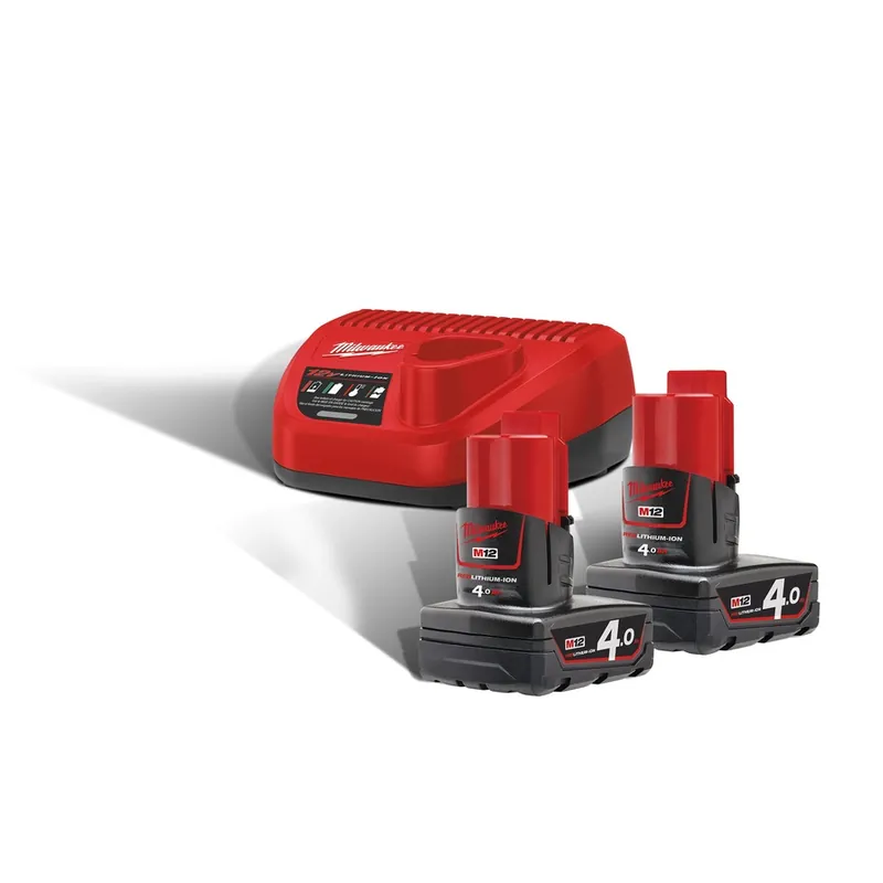 Milwaukee Accessoires 4933459211 M12 NRG-402 Pack 2 x batterie 12V 4.0Ah + chargeur C12C