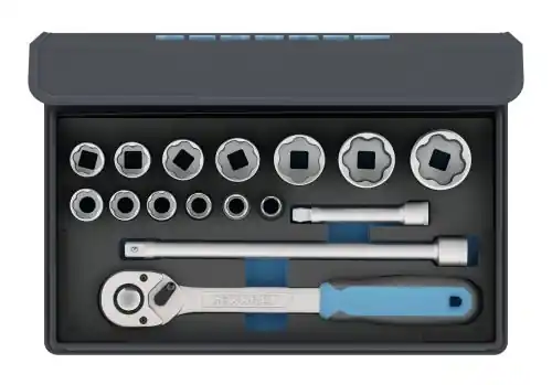 Gedore 3085023 TC 19 MU-10 Jeu de clés à douille 1/2" métrique 10-32 mm 15 pièces dans une mallette 3085031