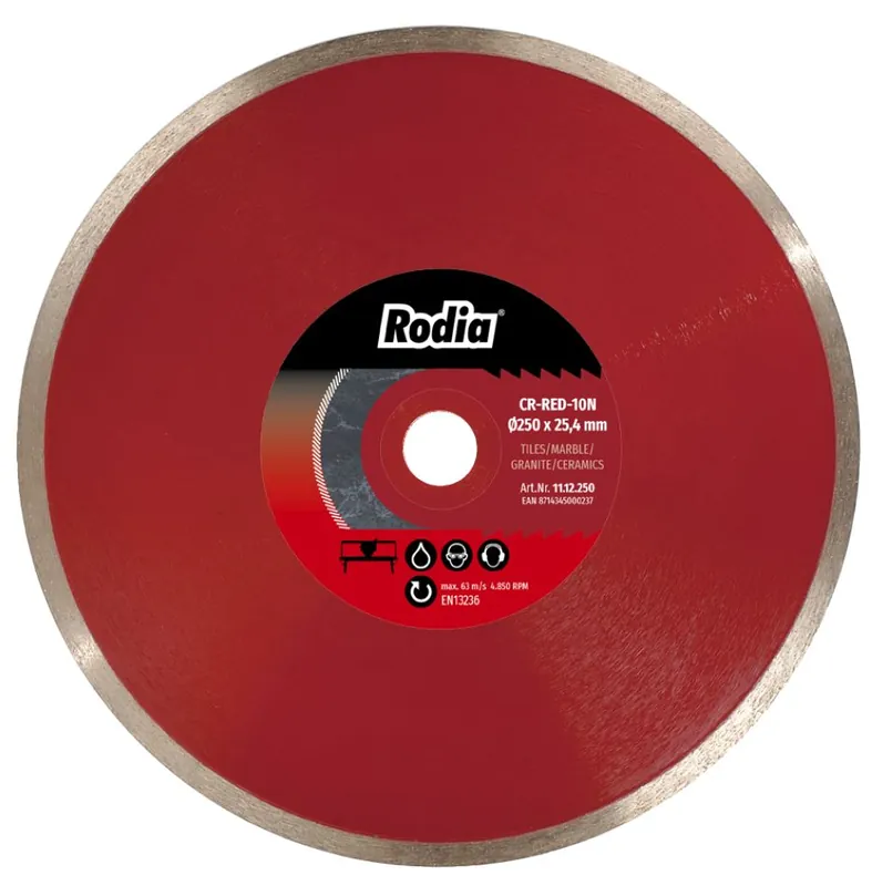 Rodia 11.12.250 CR-RED-10N Lame de scie diamantée 250 x 25,4 mm Premium Tiles