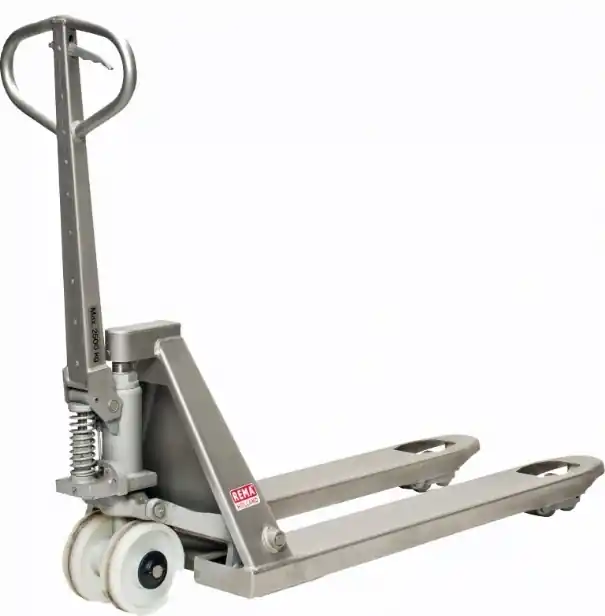 Rema 2804023 HPTR 449 TR/3 Transpalette manuel en acier semi inoxydable 1130 x 520 mm 2500 kg