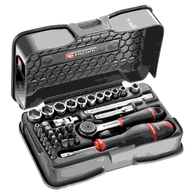 Facom R.161-5P6U Mallette 6 douilles 1/4" en pouces et embouts 37 pièces