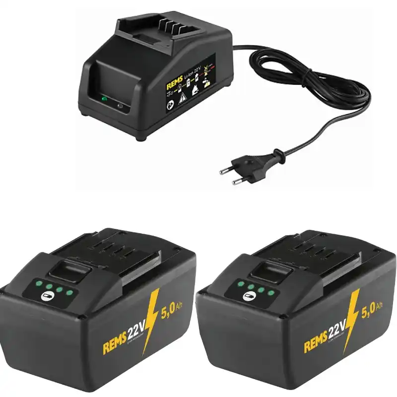 Rems 571591 R220 571591 Power-Pack 22V 5.0Ah Li-Ion 2 x batterie + chargeur