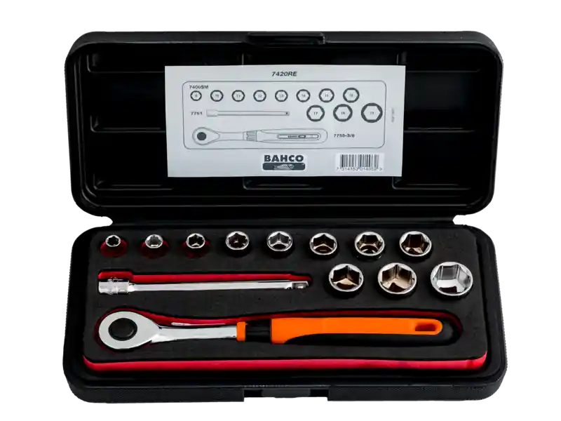 Bahco 7420RE Jeu de clés à douille 3/8" 13 pièces, métrique