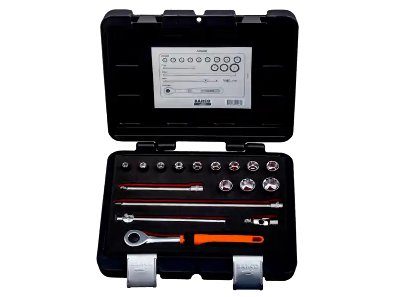 Bahco 7430GE Jeu de clés à douille 3/8" 6-19 mm 17 pièces, métrique
