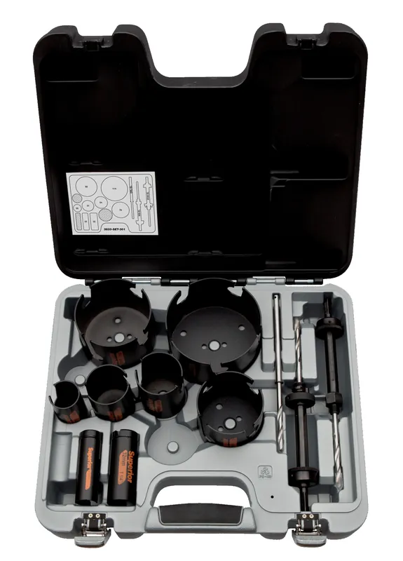Bahco 3833-SET-301 Jeu de scies à trous supérieur multi-construction 25-114 mm