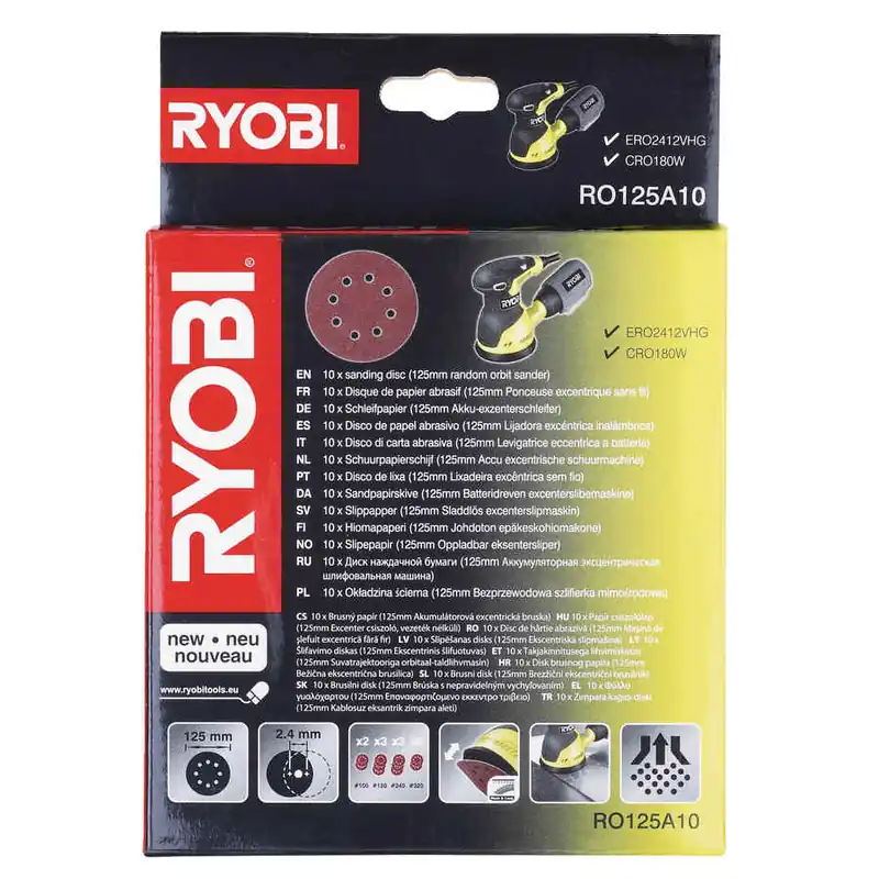 Ryobi Accessoires 5132002608 RO125A10 Jeu de ponceuses à orbite aléatoire 125 mm