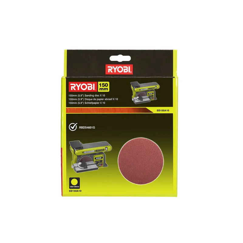 Ryobi Accessoires 5132003685 SD150A10 Disque de ponçage 150 mm K80 10 pièces
