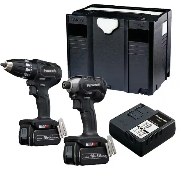 Panasonic EYC231LJ2G Combo Set Perceuse sans fil EY74A3 et Clé à chocs EY76A1 18 Volts 5.0 Ah Li-ion dans Systainer