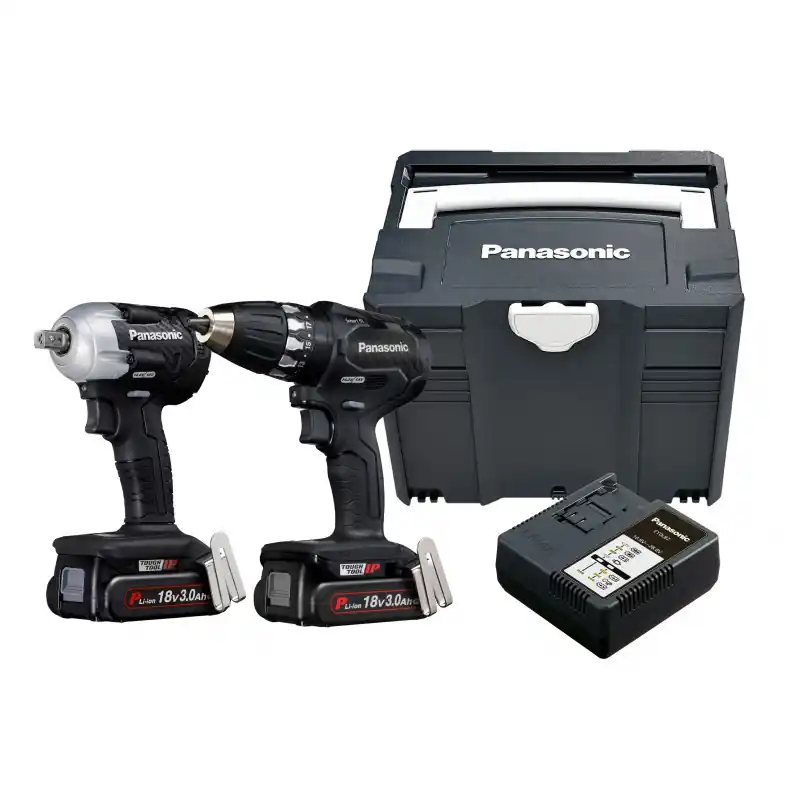 Panasonic EYC232PN2G Combo Set Perceuse sans fil EY74A3 et clé à chocs EY75A8 18 Volts 3.0 Ah Li-ion dans Systainer