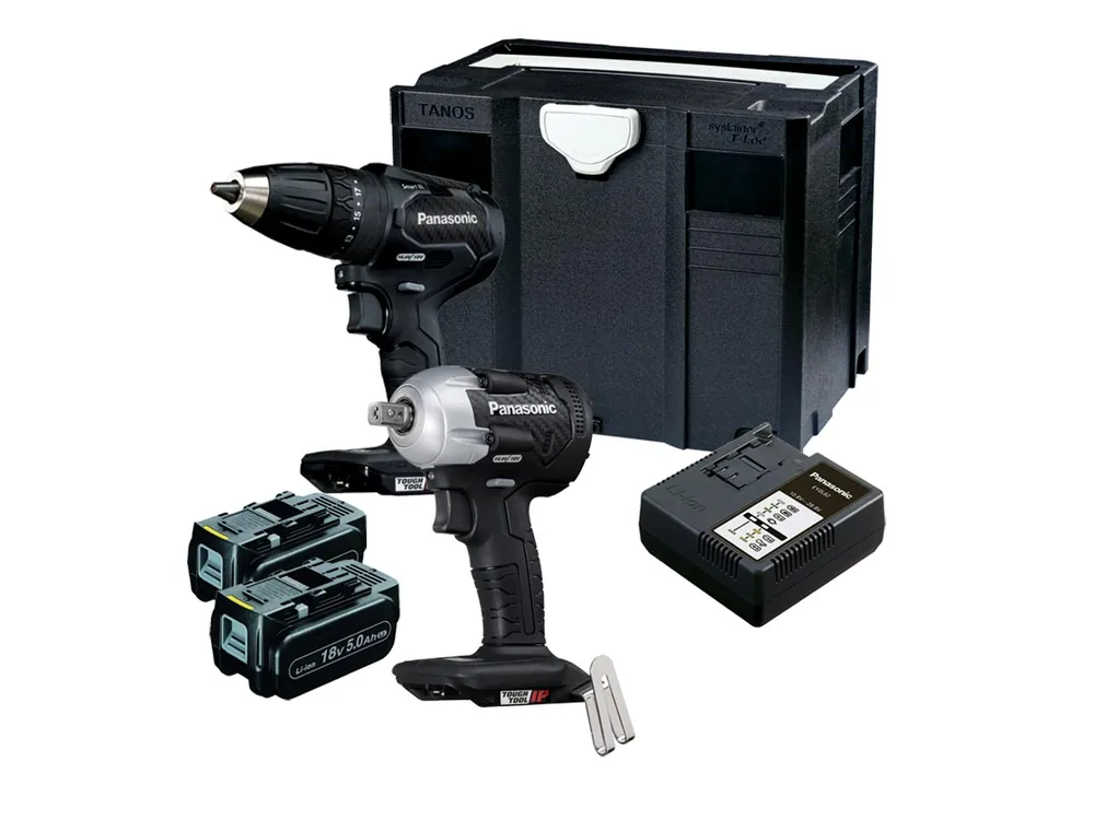 Panasonic EYC242LJ2G Ensemble combiné perceuse sans fil EY79A3 et clé à chocs EY75A8 sans balai 18 Volts 5.0 Ah Li-ion dans Systainer