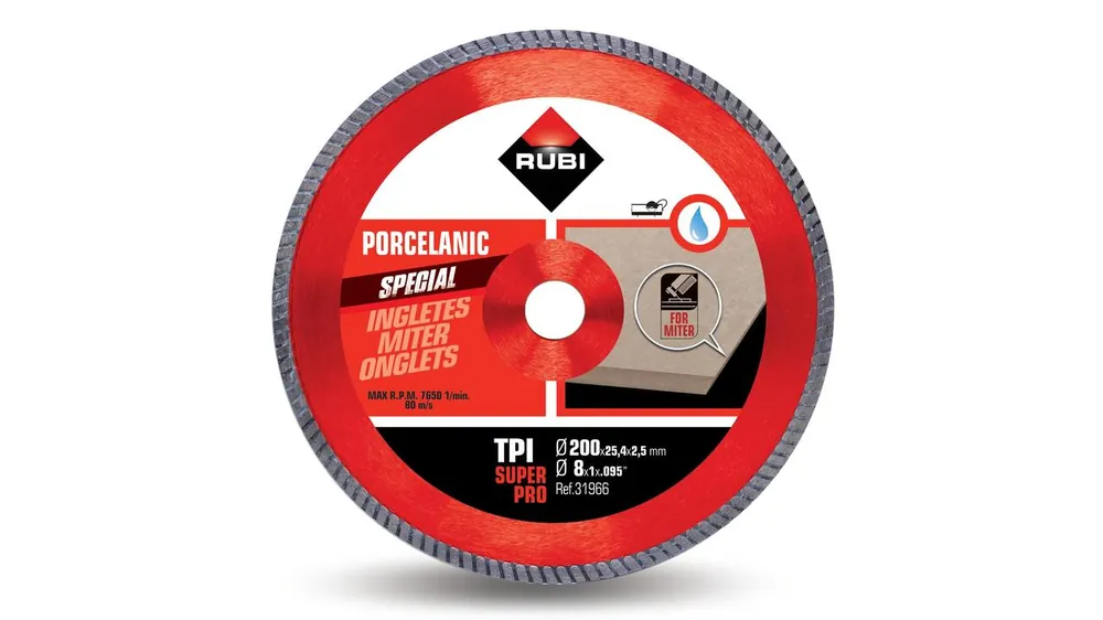 Rubi 31969 TPI-250 Super Pro 250 mm x 25.4 mm Scie diamantée pour porcelaine, céramique, onglet turbo