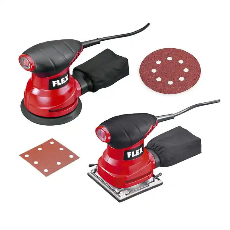 Flex-tools 466271 MS713 Ponceuse à main + XS713 Ponceuse excentrique + 2 x 25 feuilles de papier de verre