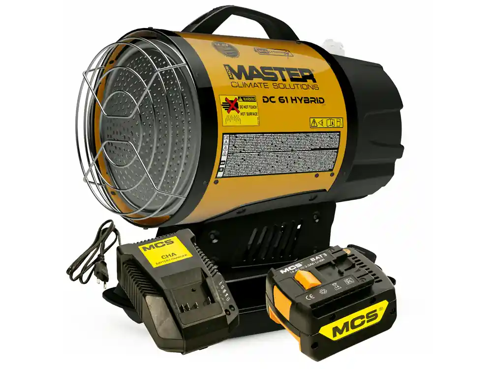 Master DC61SETCOMPL DC61 Battery/230 Volt Infrared Diesel Heater 17kW avec batterie et chargeur