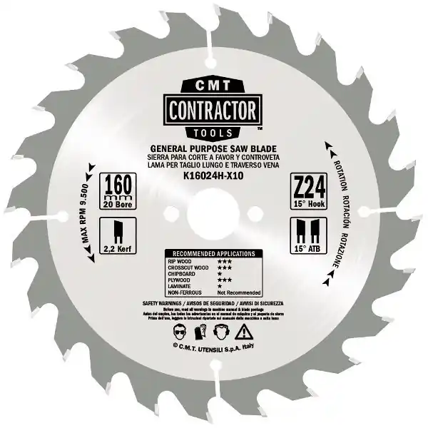 Contractor K02403 Lame de scie universelle HW Contacteur 85 x 15 x 24T