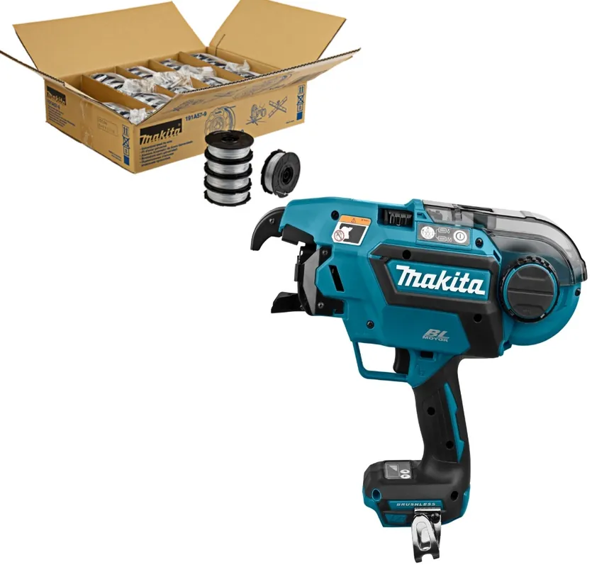Makita DTR180ZJSET2 SET PART 2 - 36 boîtes de fil d‘osier galvanisé 191A57-9 + DTR180ZJ Machine à tresser les batteries 14,4 - 18 Volt excl. batteries et chargeur + 5 ans de garantie !
