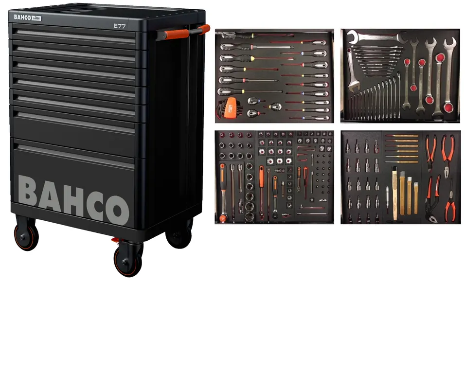 Bahco 1477K7BLACK-FULL4 Chariot à outils noir 190 pièces