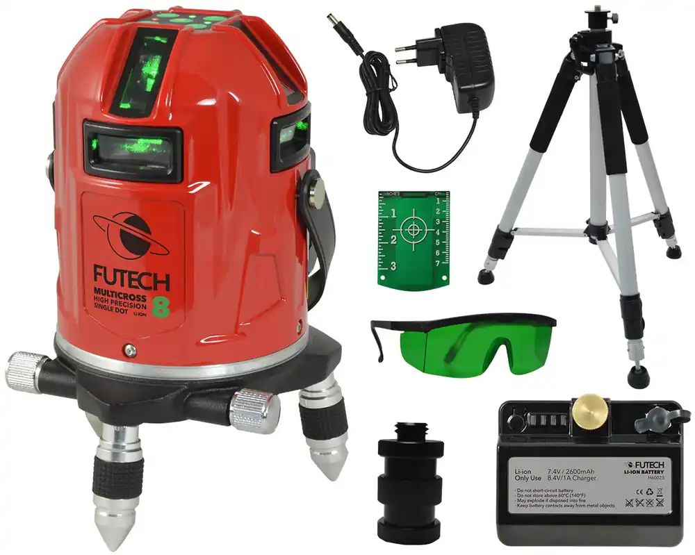 Futech 040.08G-P MC8 HPSD Laser croix verte 8 lignes + trépied 300 cm
