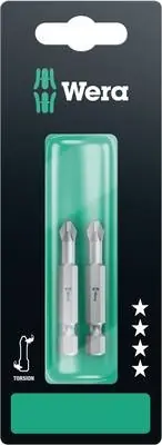 Wera 05134381001 851/4 TZ SB SiS Embout à coupe transversale PH 2 Acier à outils Alliage, résistant F 6.3 2 pièces