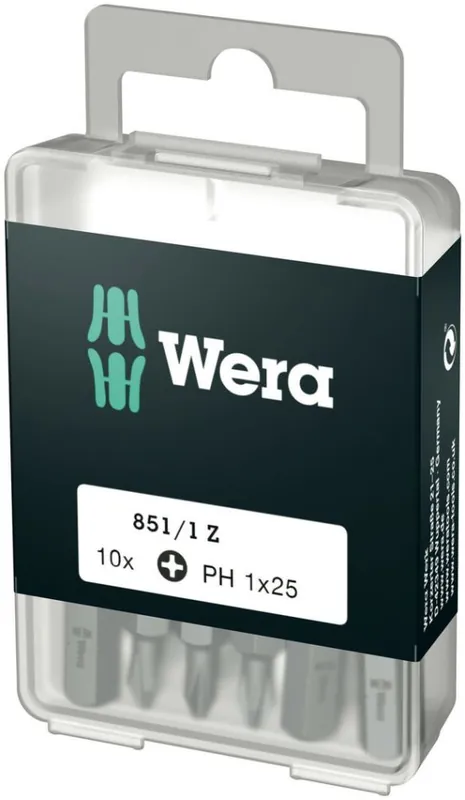 Wera 05072400001 851/1 Z DIY SiS Lame croisée PH 1 Acier à outils, alliage, résistant D 6.3 10 pièces