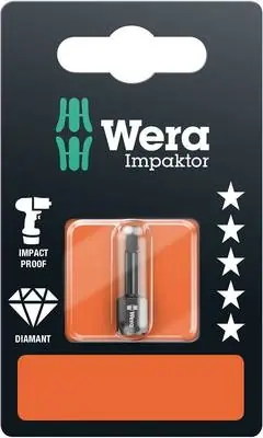 Wera 05073931001 868/1 IMP DC SB SiS Mèche carrée Acier à outils Alliage, revêtu de diamants D 6.3 1 pièce