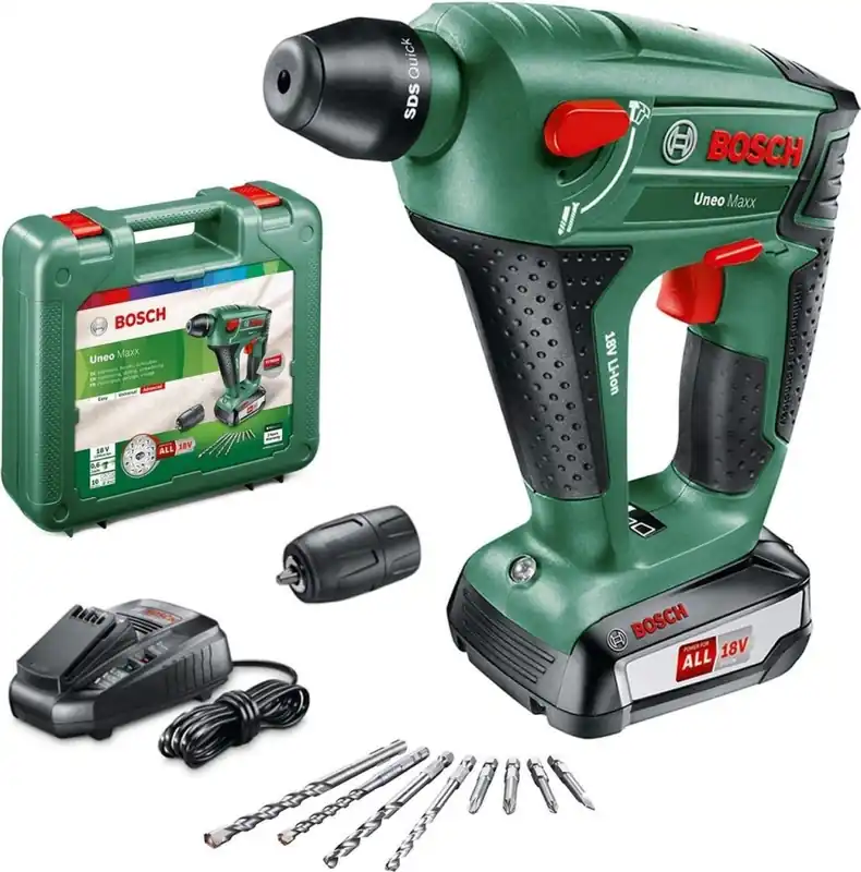 Bosch Vert 060395230F Uneo Maxx Marteau perforateur sans fil 18 Volt 2,5 Ah Li-ion