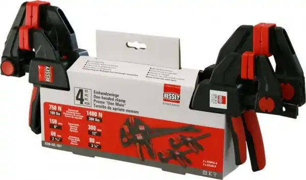 Bessey EZM-EZL-SET Ensemble de 4 pièces pour le serrage à une main