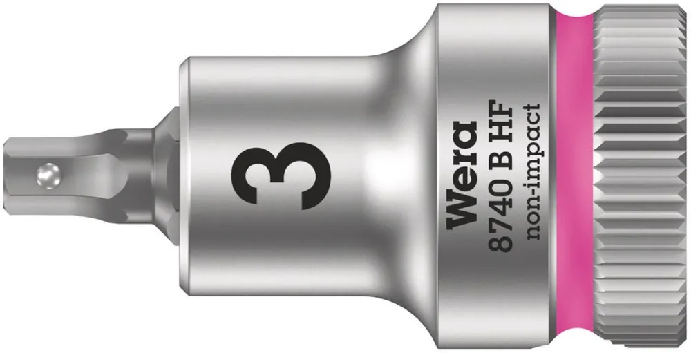 Wera 05003030001 8740 B HF Embout de douille à six pans creux avec entraînement 3/8" avec fonction de maintien, 3 x 35 mm