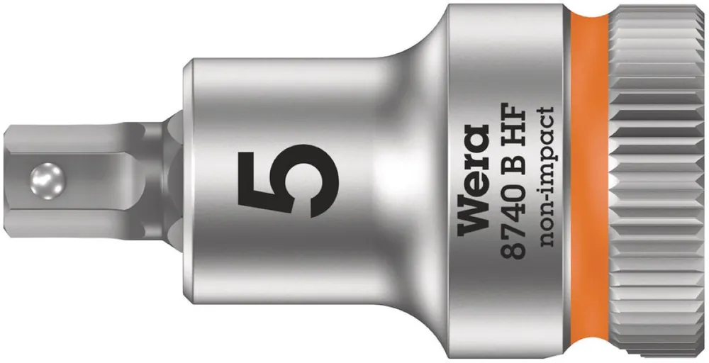 Wera 05003033001 8740 B HF Embout de douille hexagonal avec entraînement 3/8" avec fonction de maintien, 5 x 35 mm