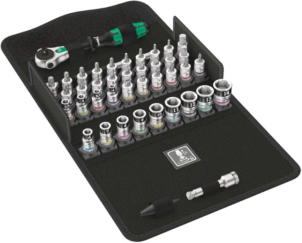 Wera 05003755001 8100 SA Jeu de clés à cliquet All-in Zyklop Speed, entraînement 1/4", avec fonction de maintien, métrique, 42 pièces