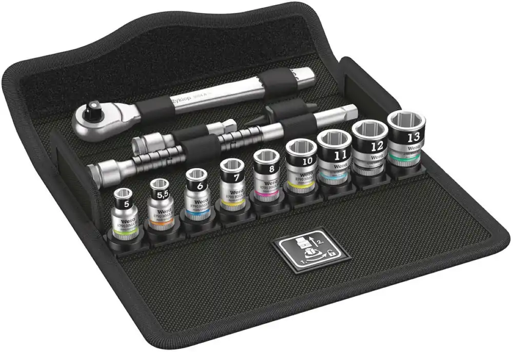 Wera 05003756001 8100 SA 12 HF Zyklop Jeu de cliquets en métal, cliquet inverseur, entraînement 1/4", métrique, 13 pièces