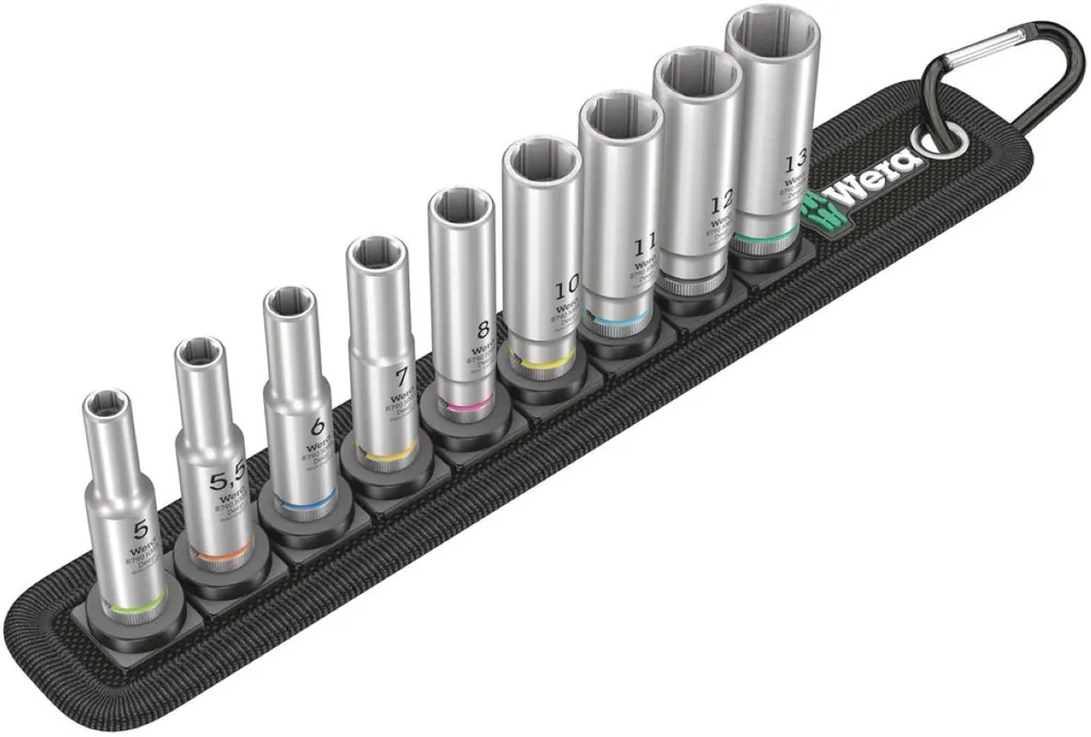 Wera 05004525001 Belt A Deep 1 Jeu de douilles, avec entraînement 1/4", 9 pièces