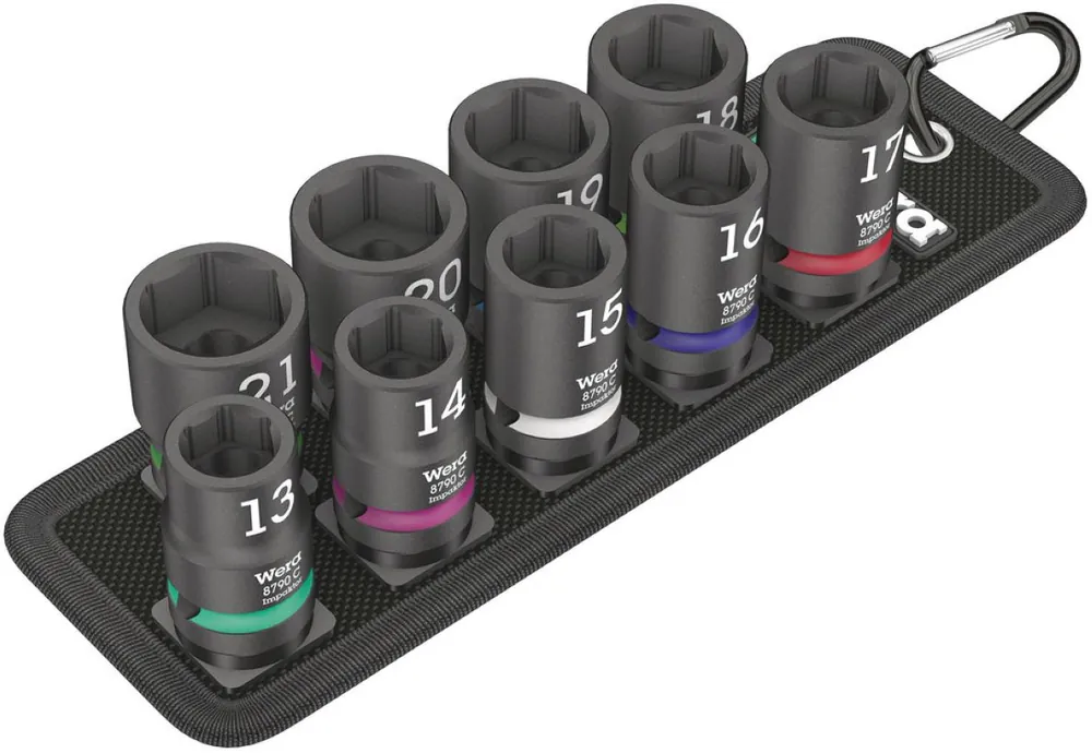 Wera 05004580001 Ceinture C Impaktor 1 Jeu de douilles, avec entraînement 1/2", 10 pièces