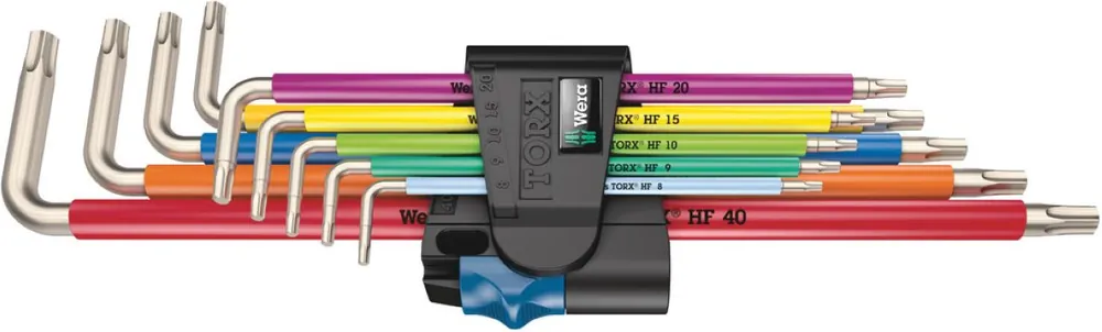 Wera 05022689001 3967/9 TORX SXL Multicolore HF Inox 1 Jeu de clés à molette avec fonction de retenue, acier inoxydable, 9 pièces