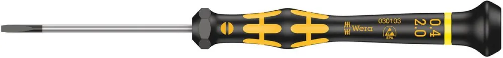 Wera 05030103001 1578 A ESD Kraftform Micro Tournevis à découper, 0.40 x 2 x 60 mm