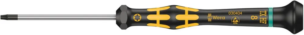 Wera 05030404001 1567 Micro-tournevis TORX® HF ESD Kraftform avec fonction de maintien, TX 8 x 60 mm